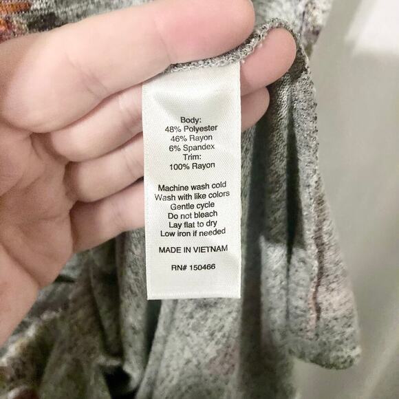 Market & Spruce Women's L Britta Gray Floral T-shirt Dress - Picture 10 of 11